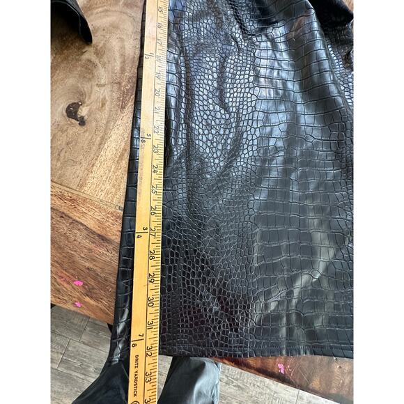 PLT Label Women's Black Croc Faux Leather Wide Leg Tailored Pants Size 2 - Picture 5 of 10